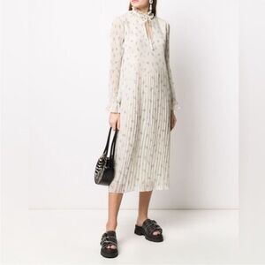 GANNI Pleated Georgette Dress 34/Small